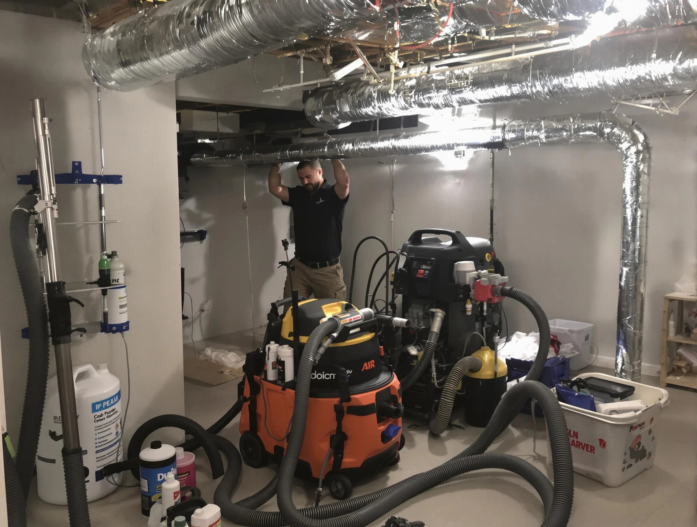 Fountain Hills Air Duct Cleaning specialist performing professional mold removal from air ducts using safety equipment in Fountain Hills