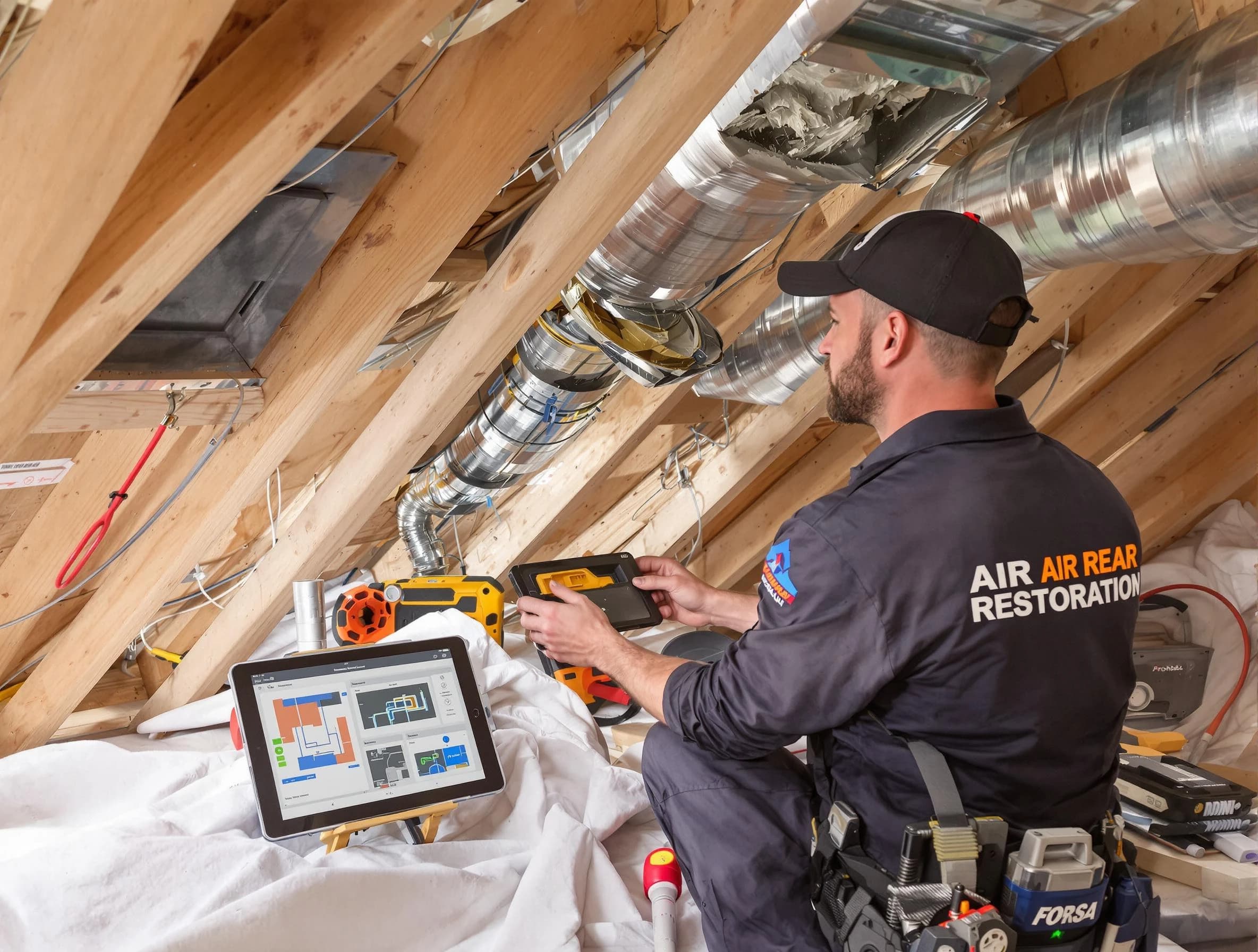 Fountain Hills Air Duct Cleaning technician performing precise duct repair work in Fountain Hills